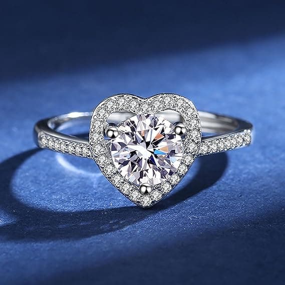925 Sterling Sølv Hjerteformet Ring, Justerbar Tommelring for Kvinner