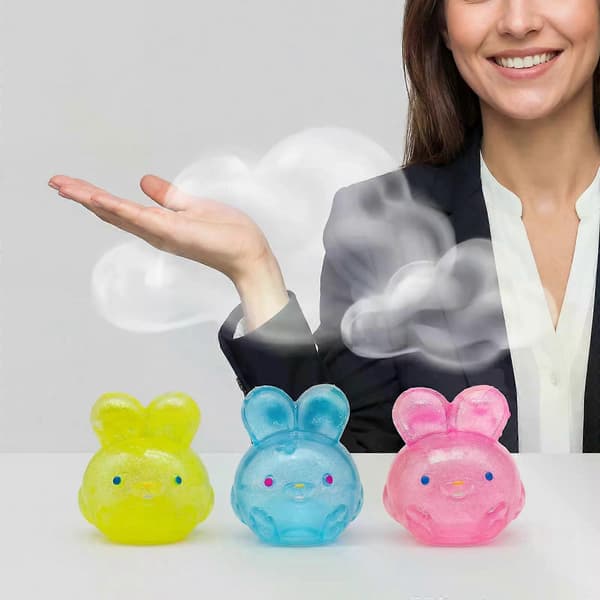 Glittrig rosa påskhare Squishy Stressboll Doftande Gelétextur, Långsam Återhämtning Sensorisk Leksak för Ångestlindring