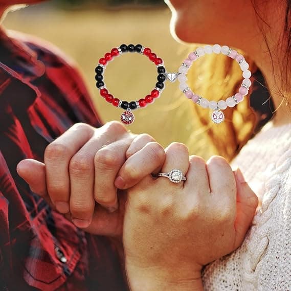 Edderkopp Vennskapsarmbånd, søtt pararmbånd med magnetisk hjerte-design
