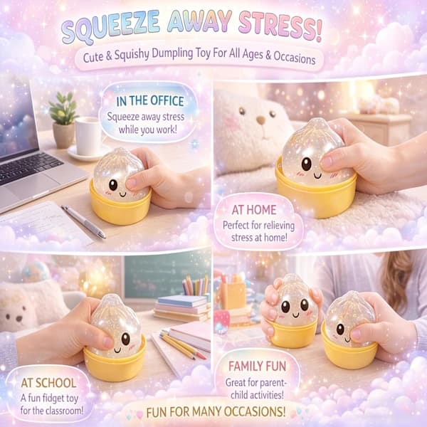Glittrande Dumpling Squishy, Mjuk Kläm Fidget, Ångestlindrande Sensorisk, Söt Nyhetsform, Skrivbordsstresslindring, Presentidé, 2-pack Blå+Lila