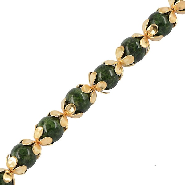 50 st/8 mm guldpläterade metallblommiga distanspärlor, modeaccessoarer