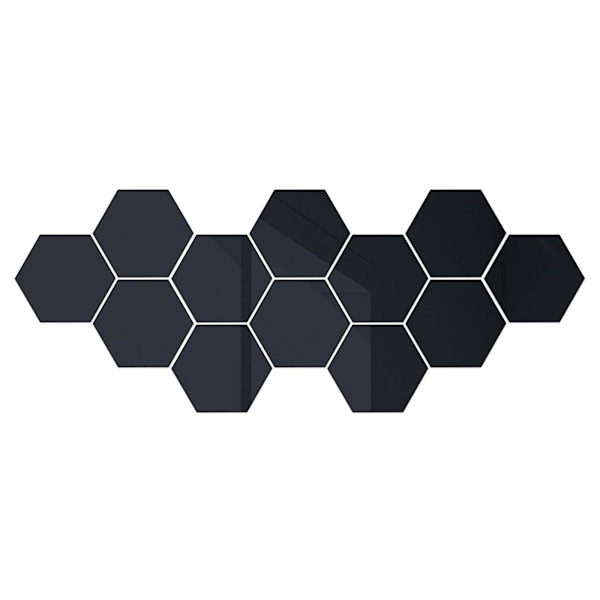 30 st Hexagon Spegel Vinyl Väggdekal Dekoration Hem Svart 46x40x23mm