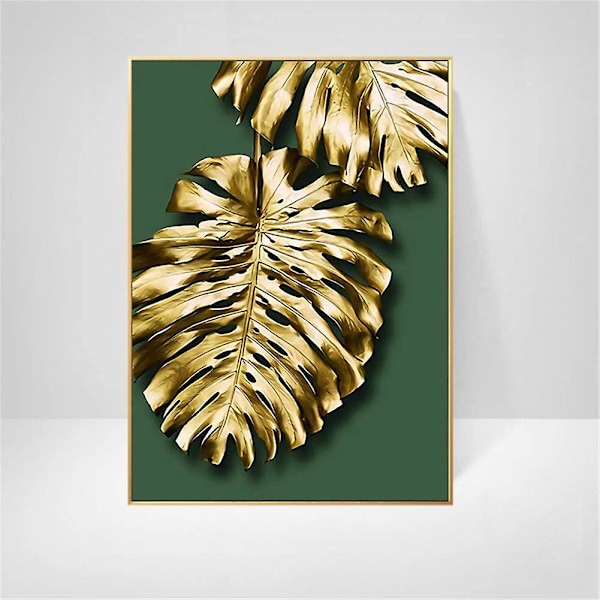 Designplakat vegg 50x70cm bilde skog gullfolie palmeblad kunstplakat romdekorasjon maleri