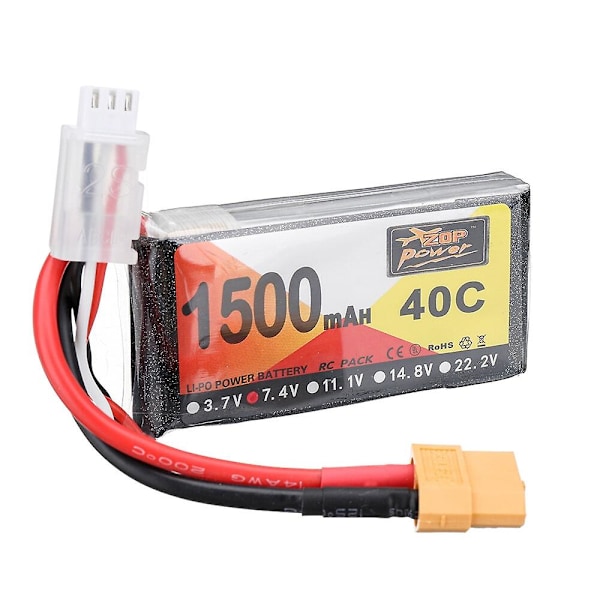 ZOP Power 7.4V 1500mAh 40C 2S LiPo Batteri XT60 Plugg for RC Drone