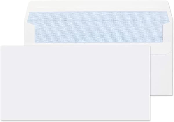 110 x 220 mm 80 gsm selvforseglende konvolutter, hvit - 10-pakning