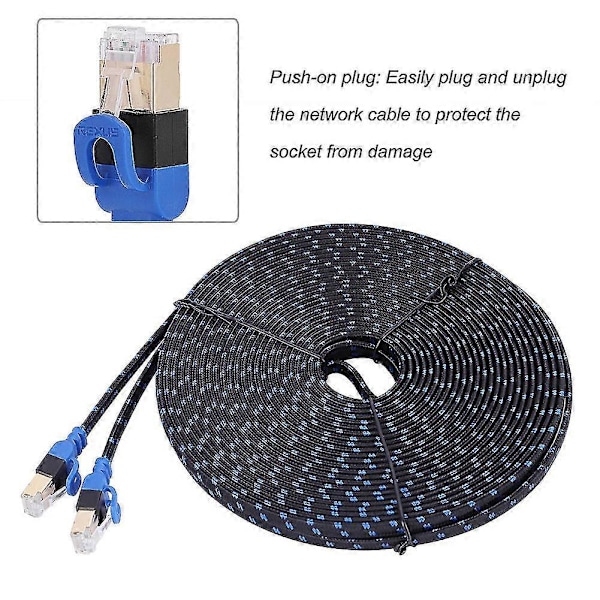15m Flat Cat7 Ethernet-kabel RJ45 Patch Cord för nätverk LAN