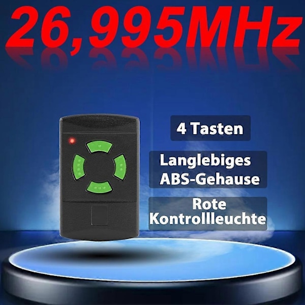 Fjernkontroll for garasjeport med fast kode, kopierbar, 26,995 MHz HSM4 HS4 HSE4