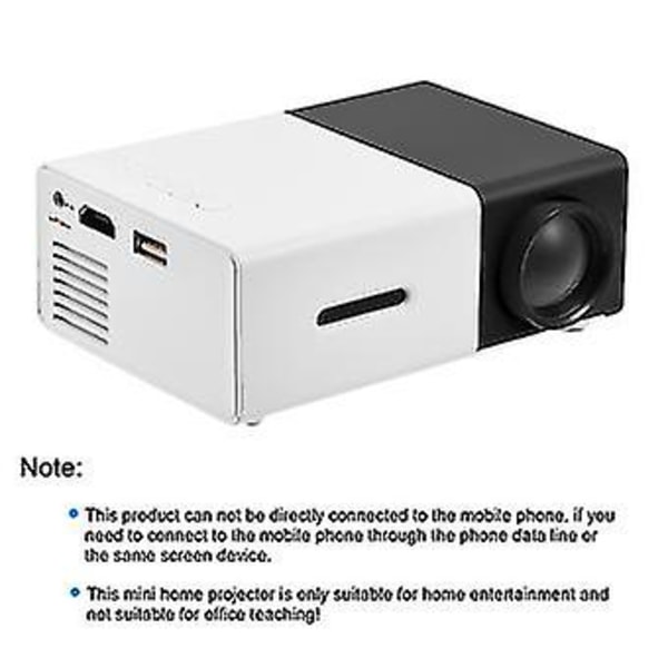 Mini LED-projektori | Tyylikäs kannettava kotiteatteri multimediasoitin | EU-pistoke | Musta Valkoinen