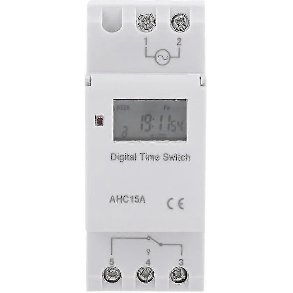 Digital Timer, LCD Display Ugentlig Programmerbar Elektronisk Relæ Tidskontakt 15a (220v)