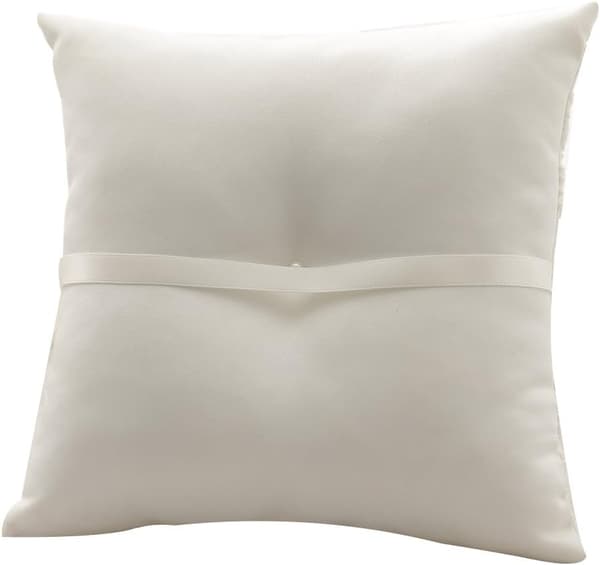 Bryllupsringpude i blonde, perlepude, 21 cm