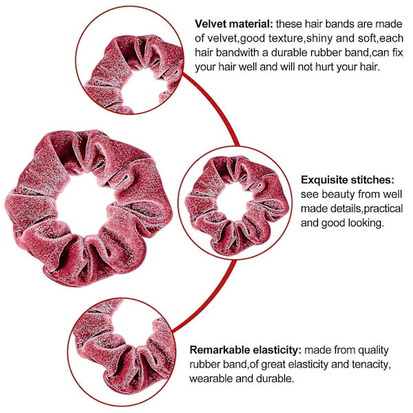 Blush Tema Hår Elastik - Sammet Elastik, 12 Blush TR134