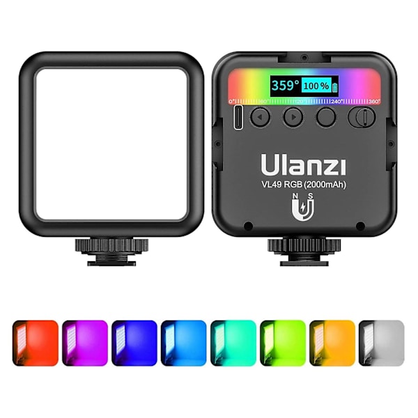 Vl49 RGB LED Fylllys Mini Bærbar Multifunksjonell 2500k-9000k Lommekamera Fylllys Live Pho