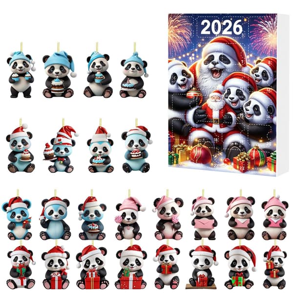 2026 Julekalender Blind Box: Nytårs Panda Charm Blind Box - Julekalender