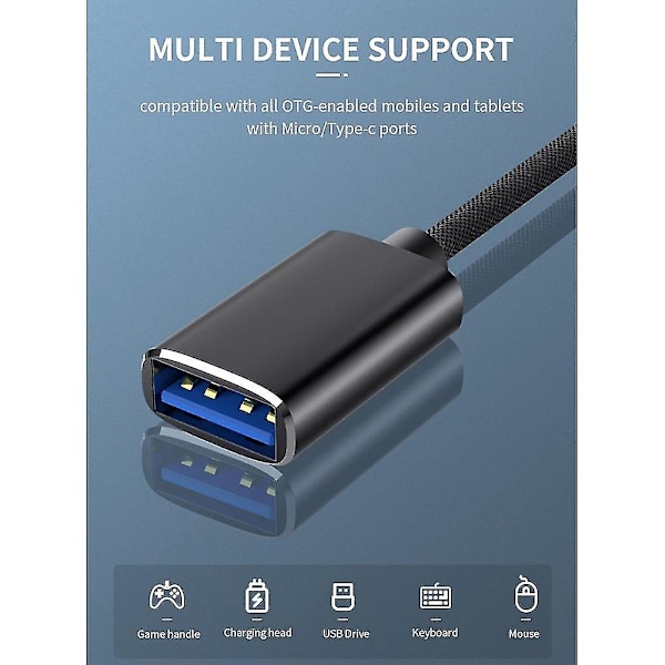 2-in-1 USB 3.0 OTG-sovitinjohto Type-C - USB:sta USB 3.0 -liitäntään, puhelimen lataukseen