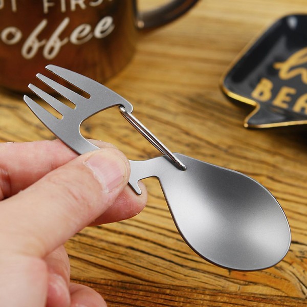 Multi Tool Spork, Sked, Gaffel, Karbinhake Och Flasköppnare, Vanlig qd best Titanium Alloy