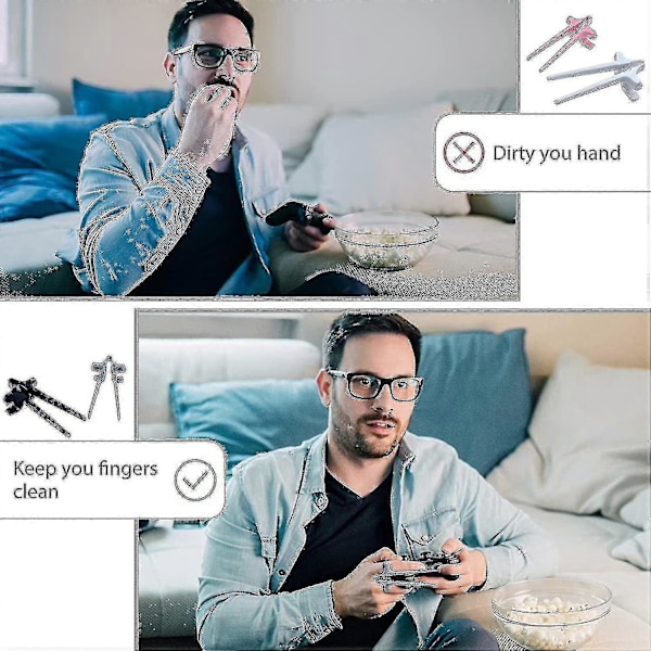 4 stk Genanvendelige Lazy Auxiliary Finger Spisepinde til Gamere - Snack Finger Spisepinde Gave