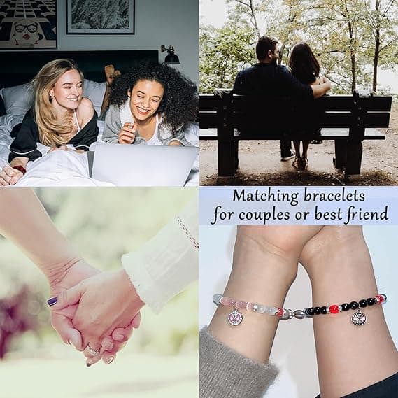 Edderkopp Vennskapsarmbånd, søtt pararmbånd med magnetisk hjerte-design