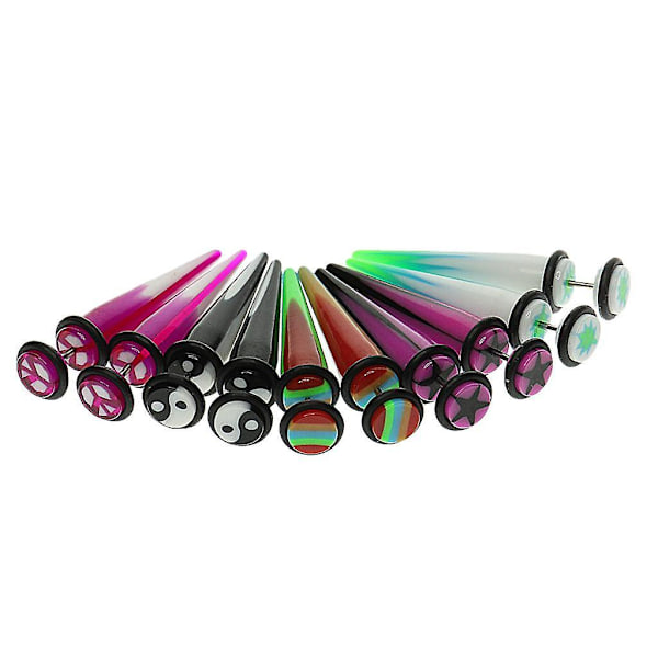 2x5 Par Assorterte Farger Koniske Dobbel O-ring Snyte Illusion Øre Plugger 1mm(18g)