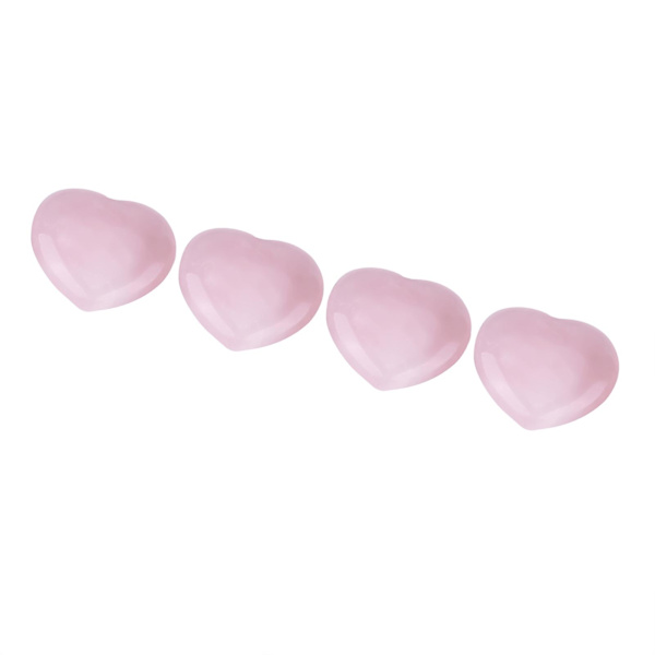 Rosakvarts Carvad Hjärtaformad Rosa Kristall Healing Sten 4st