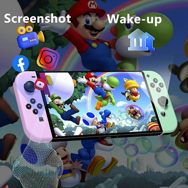 För Nintendo Switch, Switch Trådlös Kontroller Ersättning för Switch/Lite/OLED, med Väckning/Skärmdump/Dubbel Vibration/Rörelse