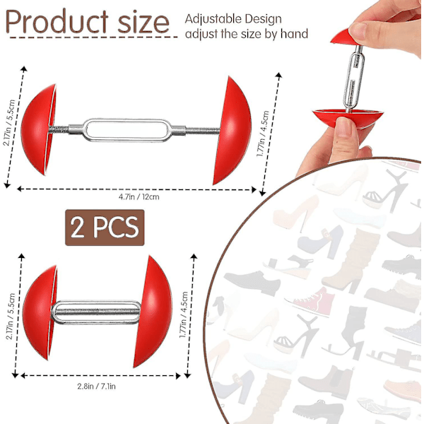 2 kpl Acsergery säädettävää kenkien venytyslaitetta, mini-kenkien muotoilijaa, miesten ja naisten kenkien puun, kenkälahja