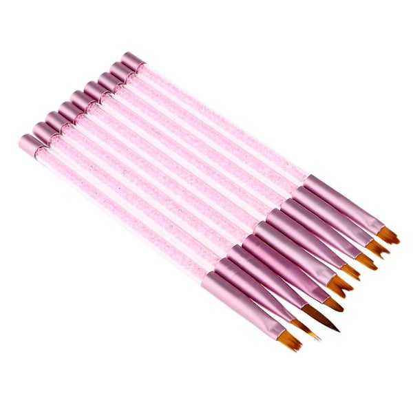 9x UV Gel Akryl Neglekunst Polish Builder Maleri Tegning Pensler Sæt