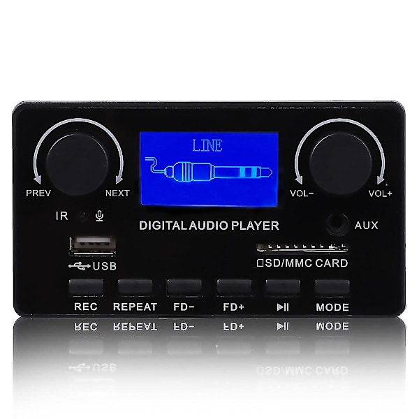 Bluetooth 5.0 MP3 Dekoderkort Støtter Håndfri Opptak FM DC 12V MP3 WMA WAV APE FLAC Lydforsterkerkort