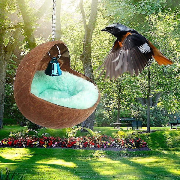 Naturligt Kokosnötskal Fågelbo Hus Säng För Husdjur Papegoja Undulat Parakit Kakadu Conure Kanariefågel