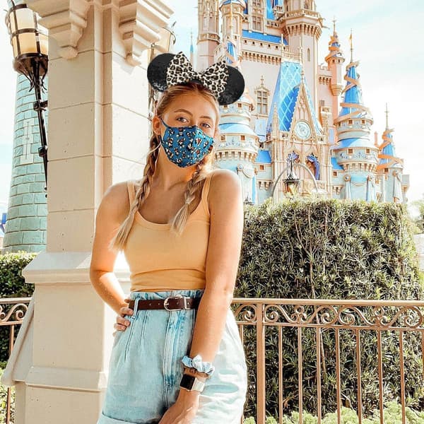 Mickey Mouse ørebøjle, paillet ørebøjle med leopardprint sløjfe, glitrende festhårpynt (leopardprint).