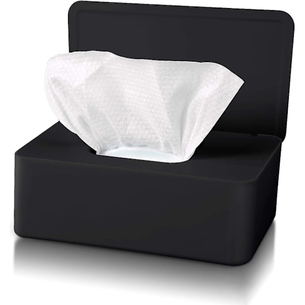 Tissue Box With Lid, Waterproof Dustproof Wet Wipes Box, Tissue Dispenser For Car Home Office (black)