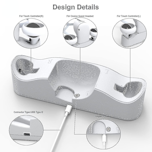 Oculus Quest 2 VR Headset og Controller Opladningsdock Stativ