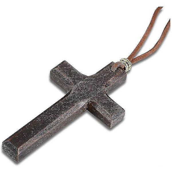 Vintage yksinkertainen käsintehty puinen risti riipus lahja miehille ja naisille