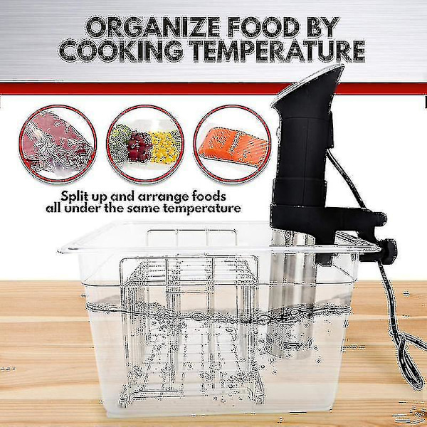 Sous Vide Stativ i Rustfritt Stål og 11L Sous Vide Kokeapparatbeholdere Sett Avtakbare Skillevegger Separator for Nedsenkbare Sirkulatorer (, Stativ i Rustfritt Stål)