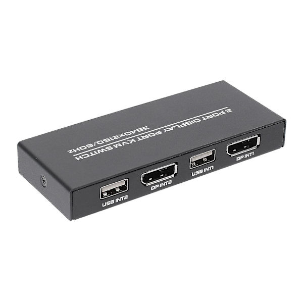 DisplayPort KVM-bryter, 4k@60hz Dp Usb-bryter for 2 datamaskiner, deling av tastatur, mus, skriver og Ult