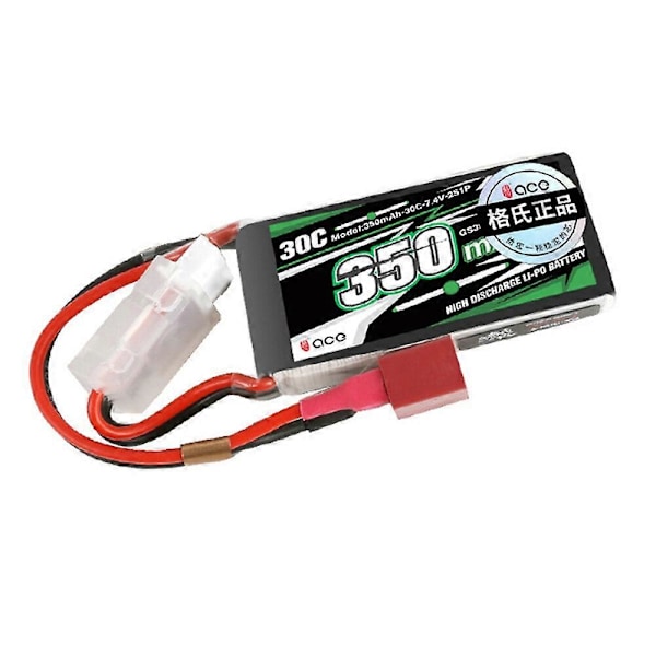 Tattu ACE 7.4V 350mAh 30C 2S1P LiPo Batteri T-kontakt för RC Bil