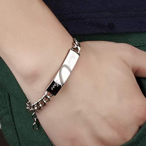 2-delt pararmbåndssæt, hjerteformet armring i rustfrit stål, pararmbånd