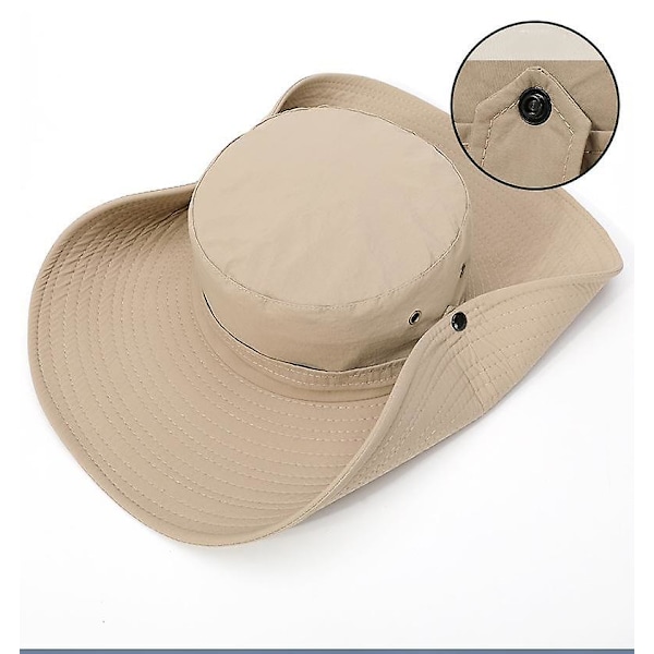 Bomulds Solhat UV Beskyttelse Sommerhatte Strandhat Safari Boonie Hat Foldbar Fiskehat med Justerbar Hagestrop - MZ023
