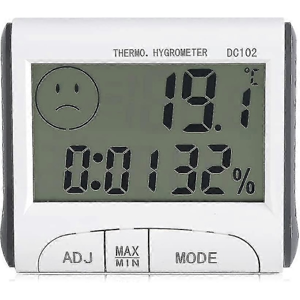 Fuktighetsmätare, Multifunktionell Temperatur Fuktighet & Agrave; Hem Med Sugkopp Digital Lcd Skärm Inomhus Termometer Med Min / Max Register, &