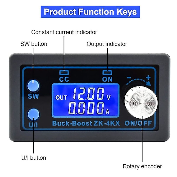 DC DC Boost Konverter Spenningsregulator CC CV 0,5-30V 4A 5V 6V 12V 24V Regulert Laboratorium LCD Dis