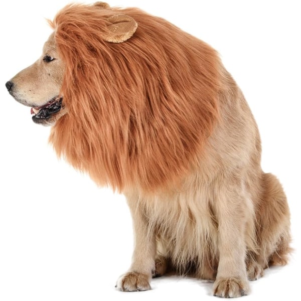 Dog Lion Mane - Realistisk och rolig lejonman för hundar - Kompletterande lejonman för hundkostymer qd bäst