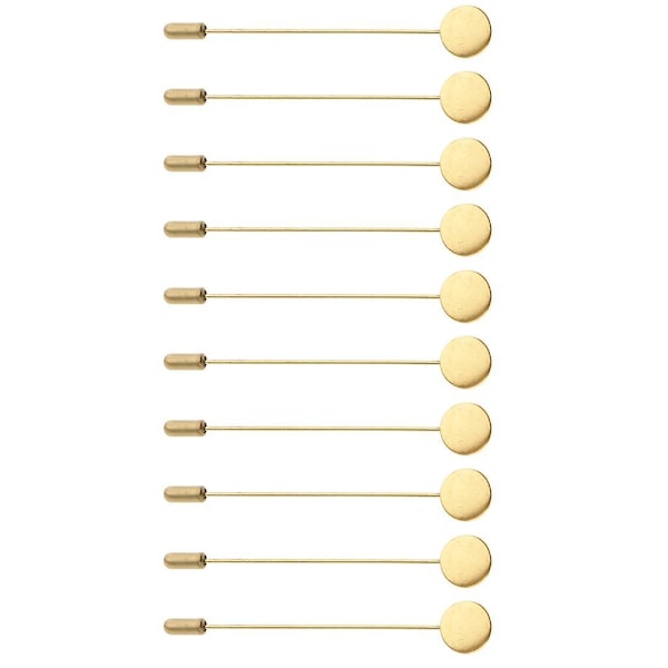 3x10 Stykker Tomme Base 1.2cm Reversstift Hatt Sjal Brosje DIY Håndverk Gull