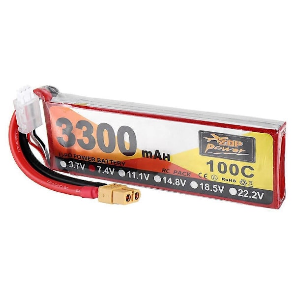 ZOP Power 7.4V 3300mAh 100C 2S Lipo Batteri XT60 Plugg for RC Racing Drone
