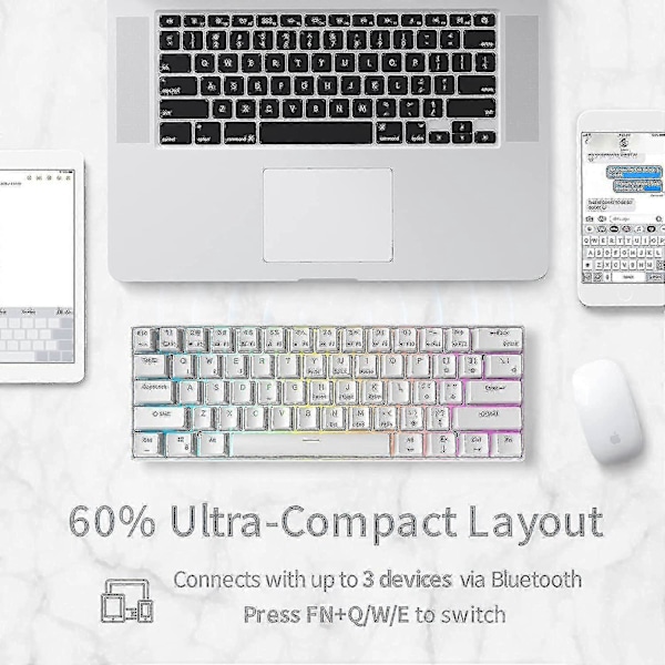 Rk61 Rgb Trådløst/trådet 60% Kompakt Mekanisk Tastatur, 61-tasters Lite Bærbar Spill- og Kontor-Tastatur, Passer for Windows og Mac