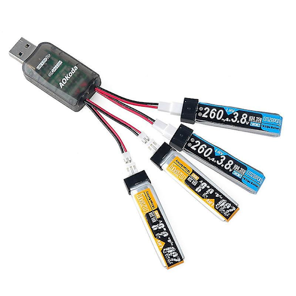 AOKoda CX405 4CH Micro USB Batterioplader Til 1S E010 Tiny Whoop Lipo LiHV Batteri