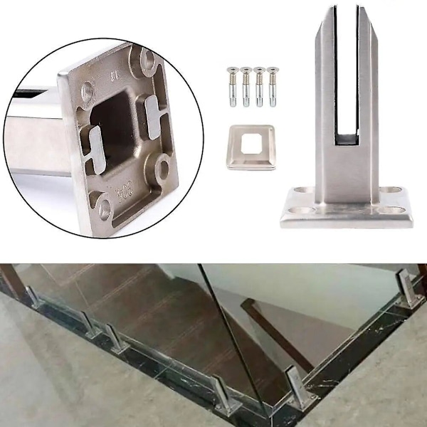 Stål Glasklämma Fäste Golvstående Glas Balkong Pool Staket Trappfäste Spigot Balustrad Montering Stödklämma