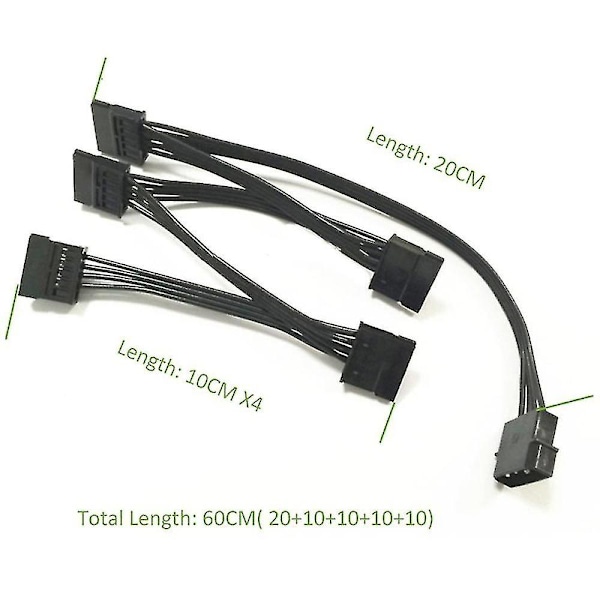 4-napainen IDE 1 - 5 SATA 15-napainen kiintolevyn virransyöttöjakokaapeli DIY-tietokonepalvelimeen 18AWG 4-napainen - 1