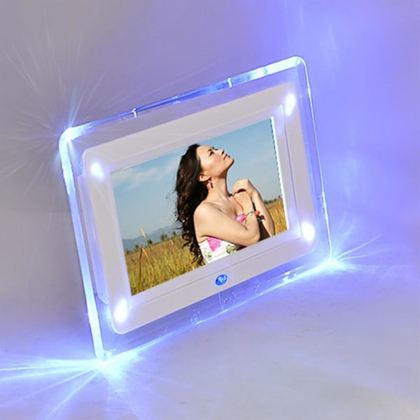 7-tums digital elektronisk fotoram LED akryl fotoalbum Videoslinga uppspelning, inbyggd klocka och kalender, LCD digital fotoram