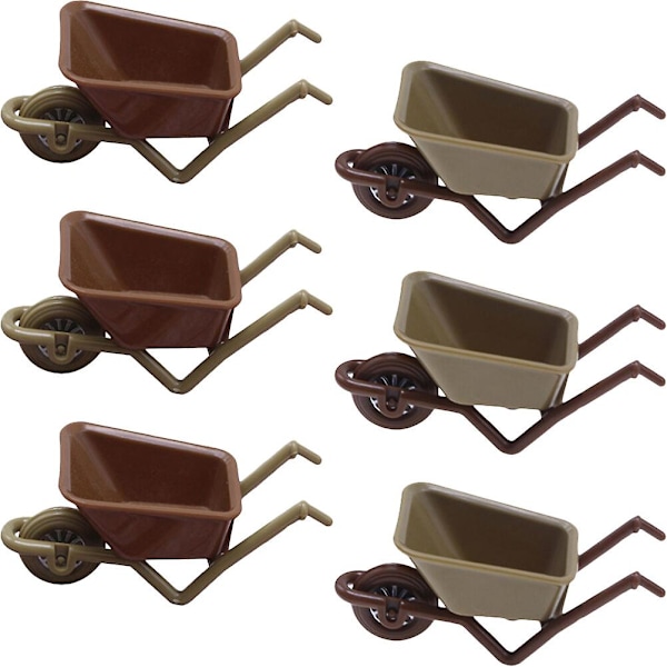 6 st Miniatyr Skottkärra Leksak Mini Skottkärra Modell Trädgård Tillbehör