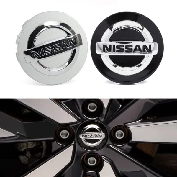 4-pak Nissan Navkapsler / Fælgemblemer - 54mm sort Black