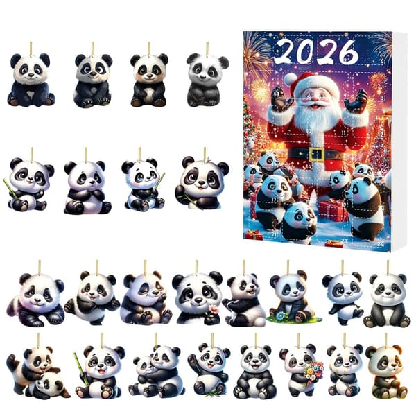 2026 Julekalender Blind Box: Festlig Panda Rygsækvedhæng